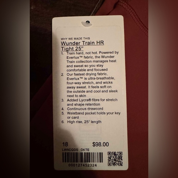 Lululemon Wunder Train High -Rise Tight 25” in Dark Terracotta Women’s Size 18 - Picture 5 of 5